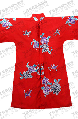 紅色散花牡丹女褶子戲曲服裝對襟褶子機繡真絲縐緞青衣戲服定制