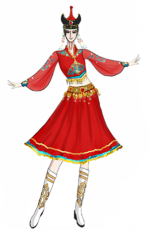 蒙古族舞蹈演出服裝女子舞蹈演出服裝設計！
