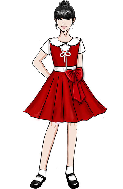 兒童紅色合唱禮服設計學生合唱團演出服裝款式定制！